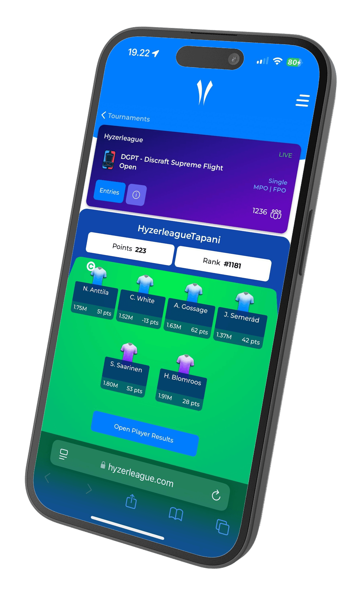 Hyzerleague screenshot